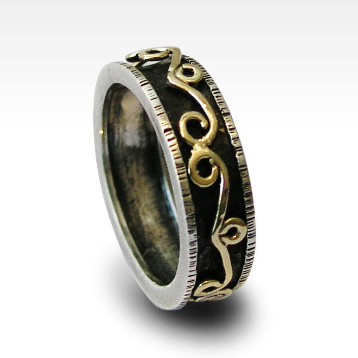 R1361 Celtic gold and silver men band