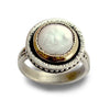 R1455 Dotted silver crown Pearl Ring