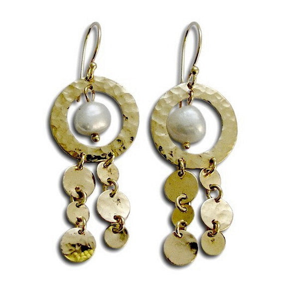 EG2032-1 Gold and pearls Bohemian earrings