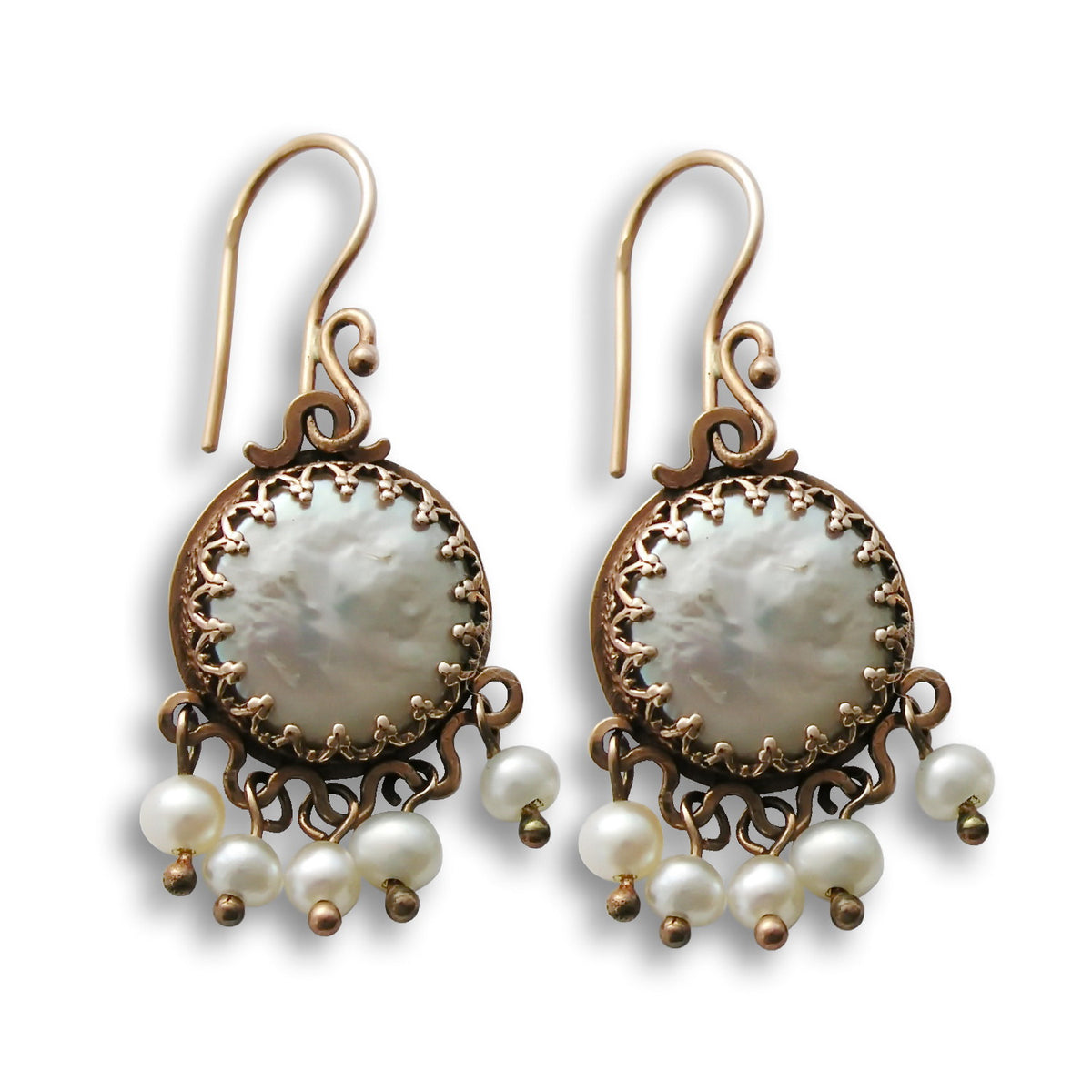 EG0711 Victorian Crown pearls earrings