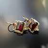 EG7811-2 Square Garnet drop earrings