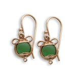 EG7810-2 Emerald Green round rose gold earrings