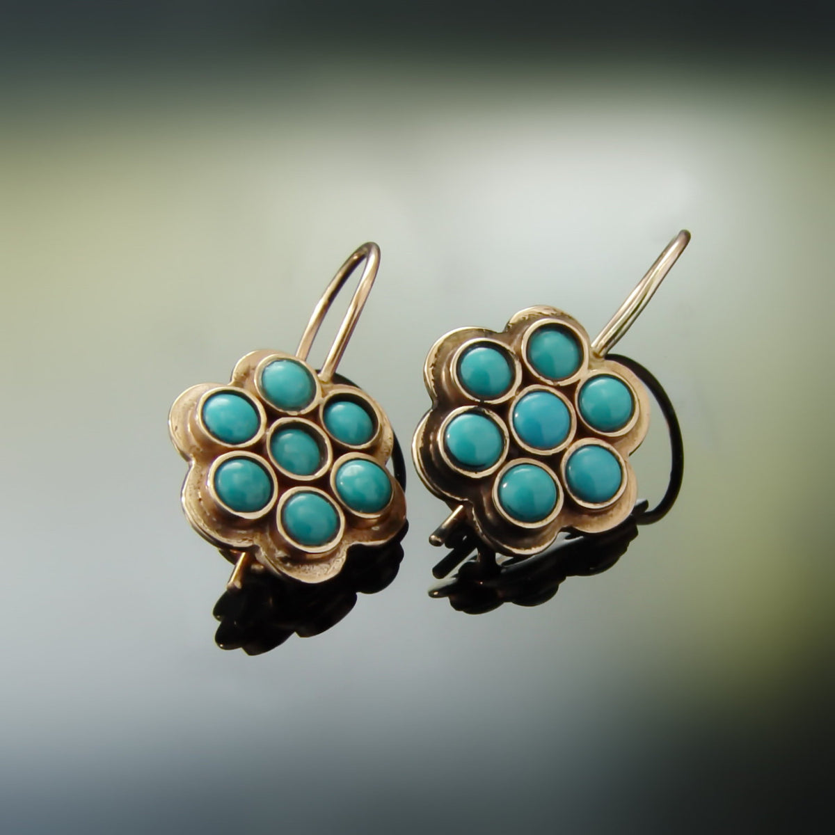 EG0734 Moroccan flower Turquoise earrings