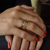 RG1378 Birthstones organic gold ring