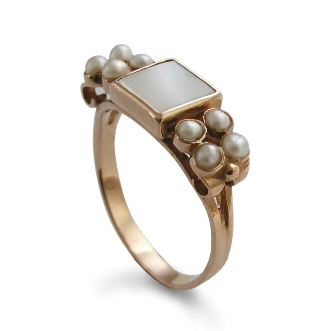 RG1121 Square mother of Pearls gold ring