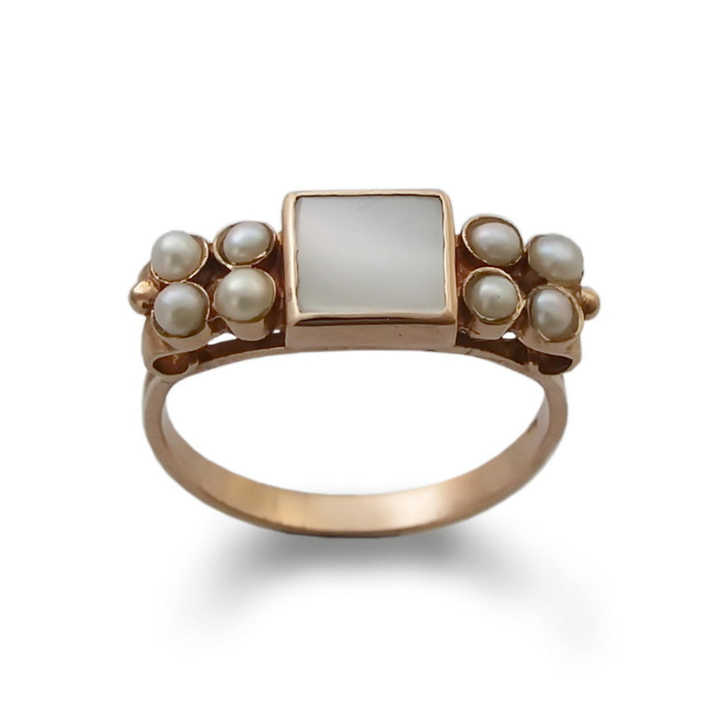 RG1121 Square mother of Pearls gold ring