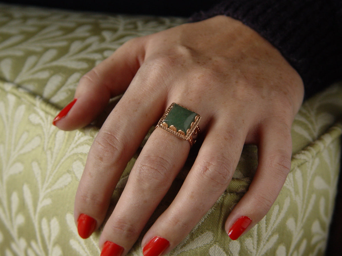 RG1253-8 Ornamental square Aventurine ring