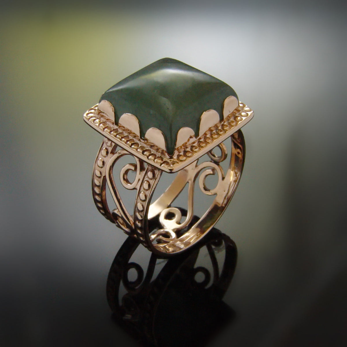 RG1253-8 Ornamental square Aventurine ring