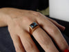 RG1475 Gold Signet Ring with Blue Topaz