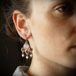 EG0708 Gemstones chandelier gold earrings