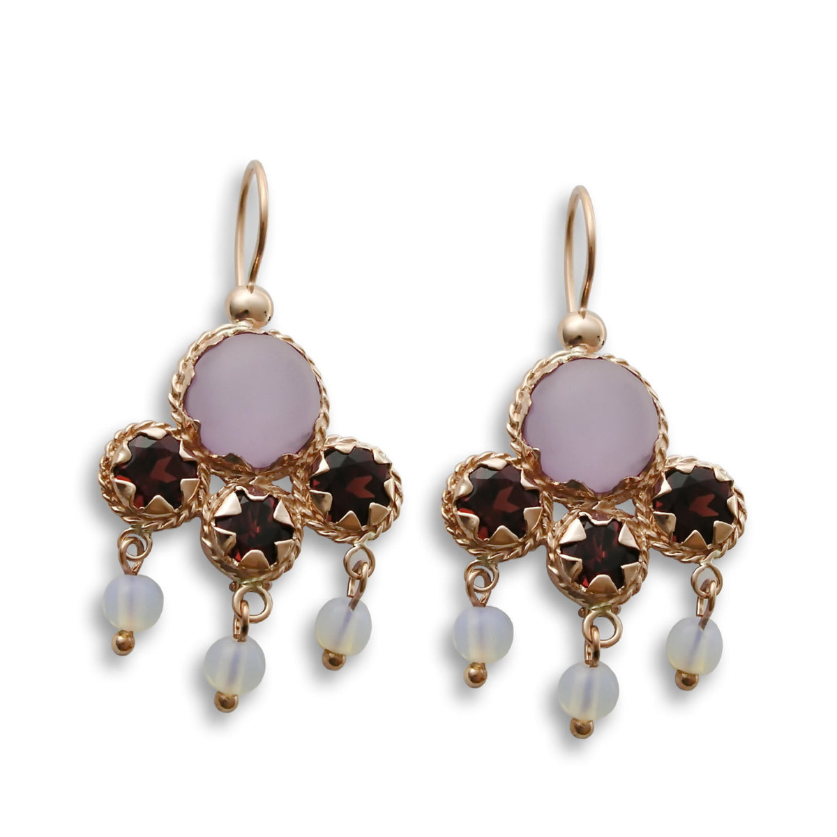 EG0708 Gemstones chandelier gold earrings