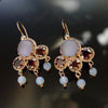 EG0708 Gemstones chandelier gold earrings