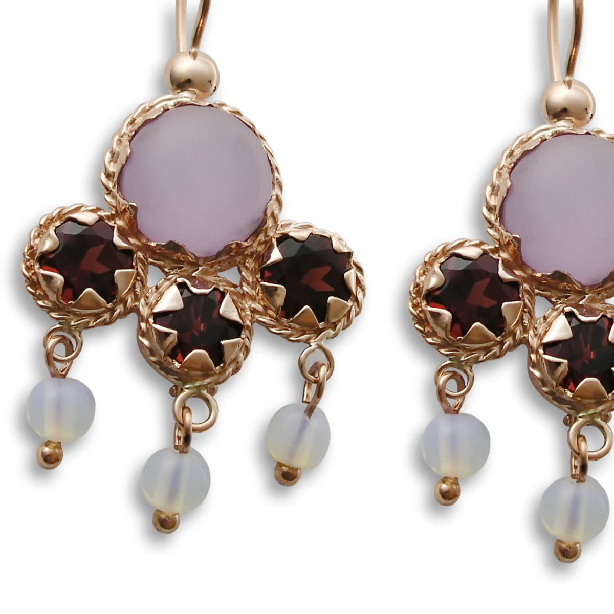 EG0708 Gemstones chandelier gold earrings