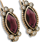 EG0398 Marquise Garnet and CZ earrings