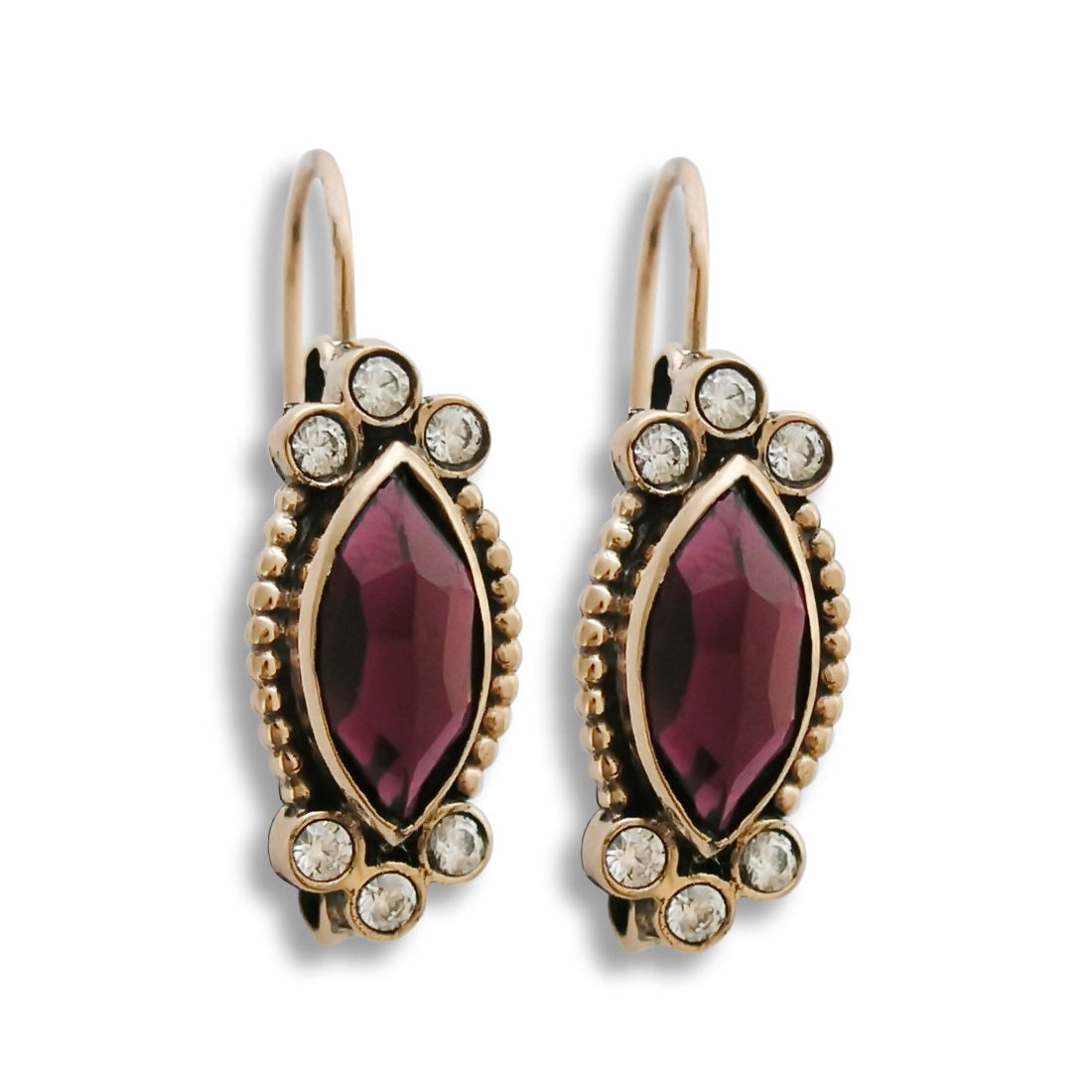 EG0398 Marquise Garnet and CZ earrings
