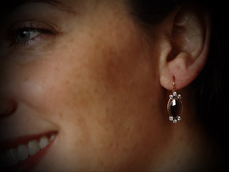 EG0398 Marquise Garnet and CZ earrings