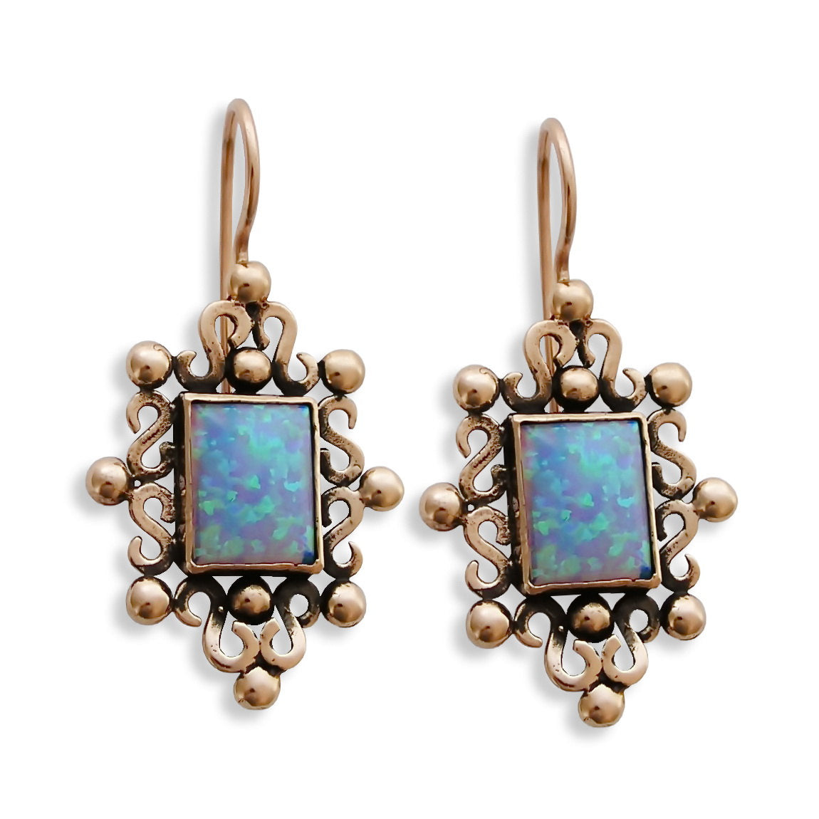 EG0718 Filigree Opal square earrings