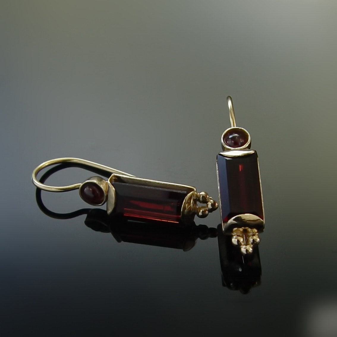 EG0735 Opalite and Garnet rectangle earrings