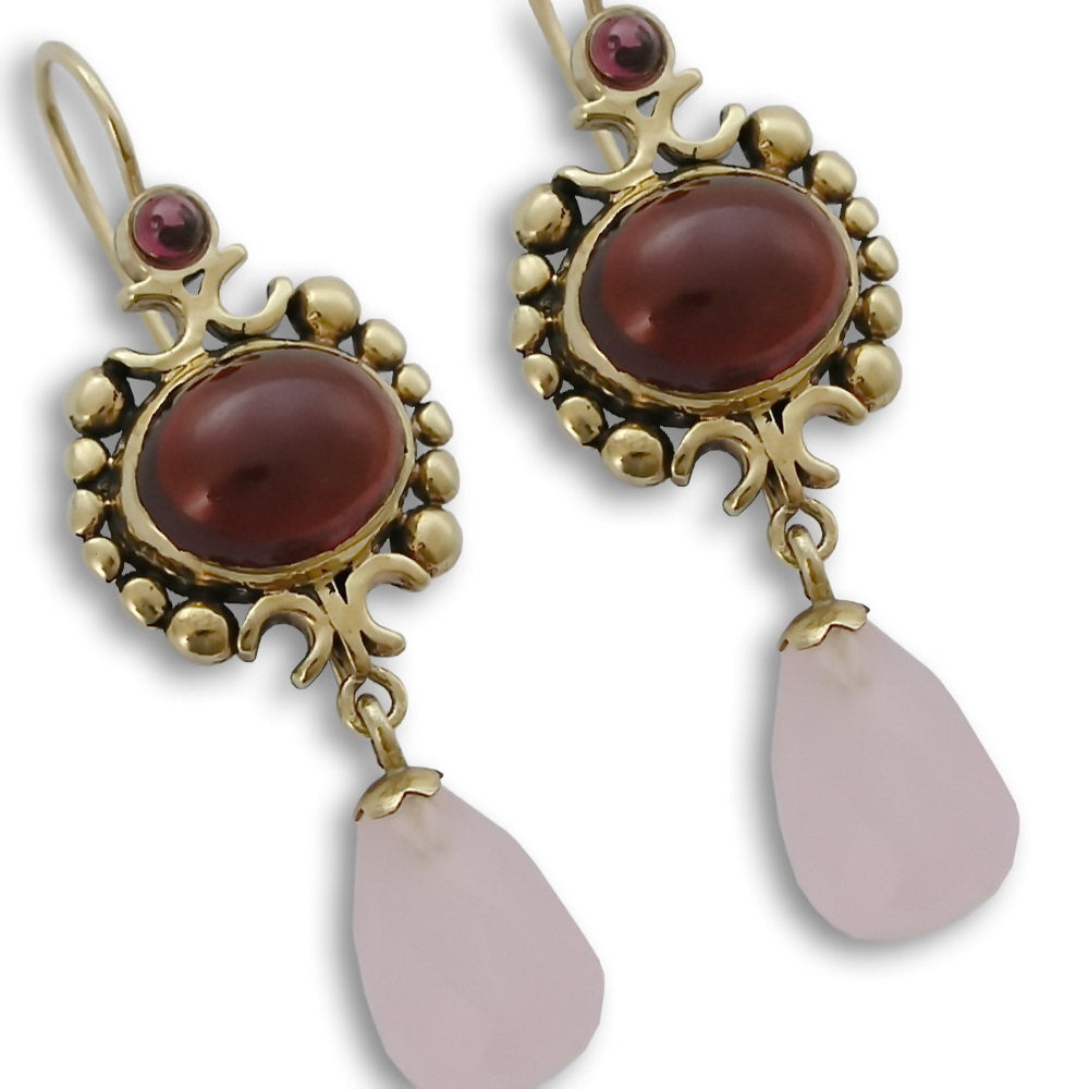 EG0712-1 Celtic Garnet and Rose Quartz Earrings