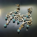 EG0747 Gold Chandelier earrings with Blue Quartz