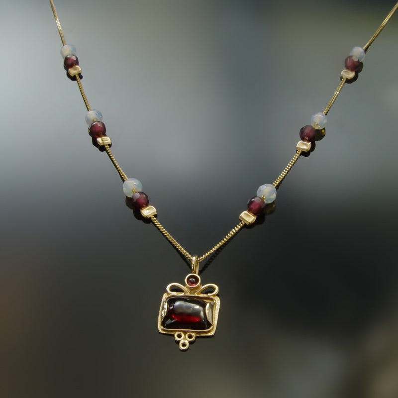 NG8891S Square Garnet Gold necklace