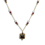 NG8891S Square Garnet Gold necklace
