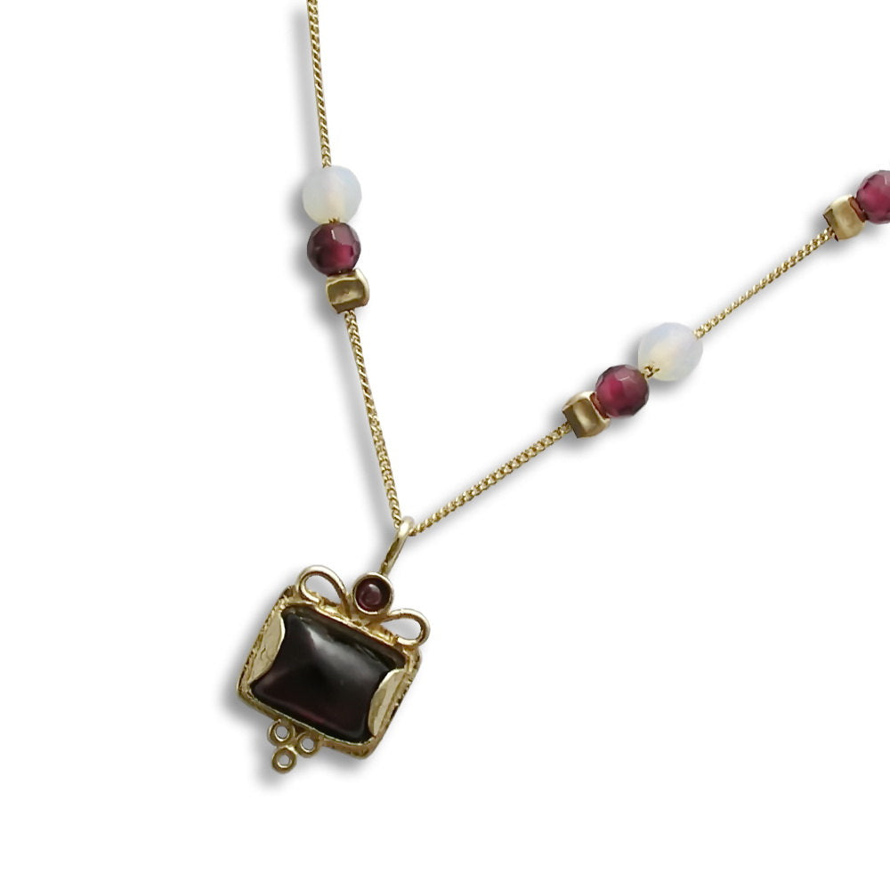 NG8891S Square Garnet Gold necklace