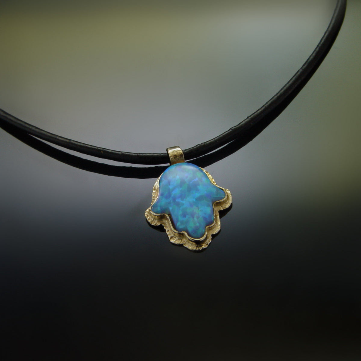 NG8961 Opal Gold Hamsa Necklace