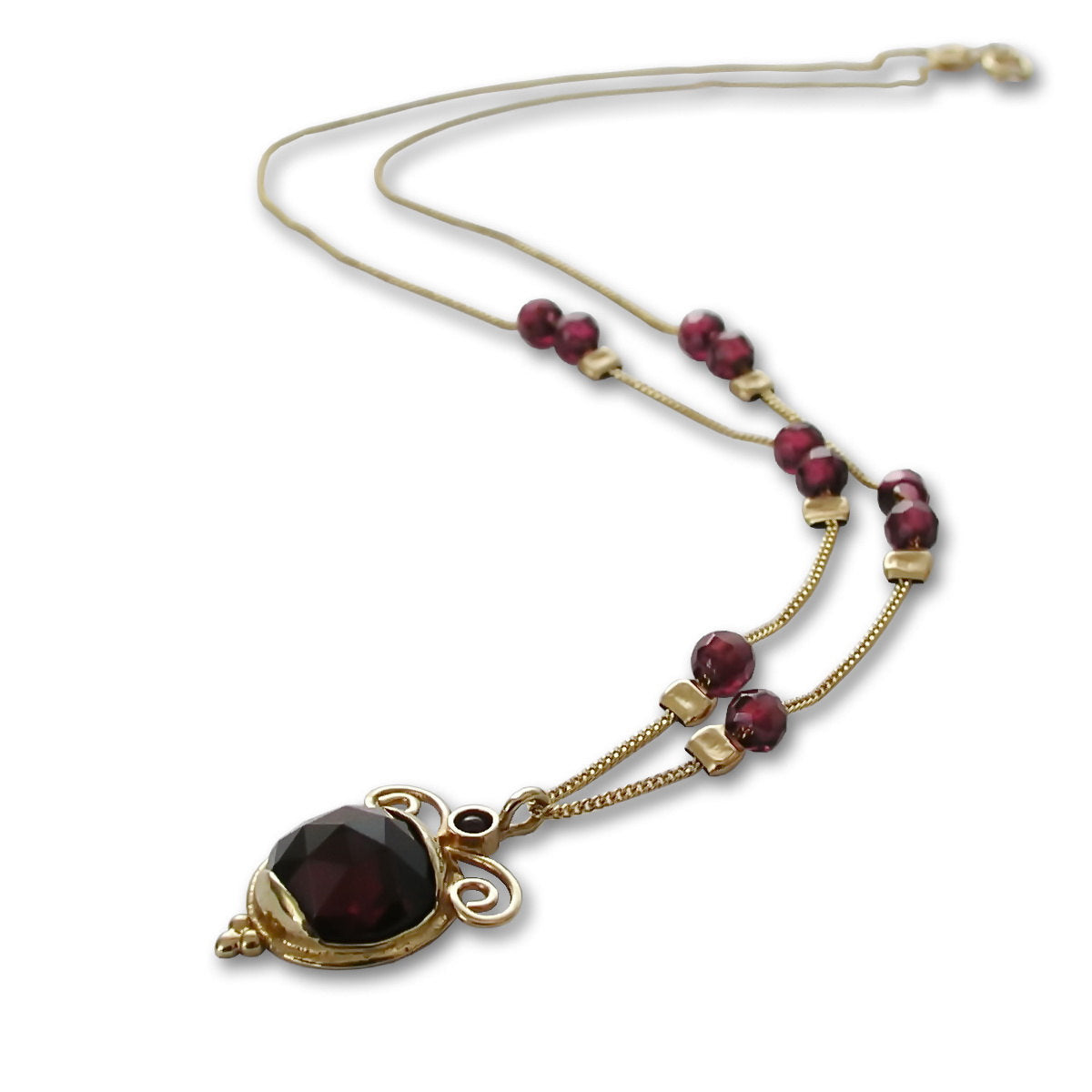 NG8891 Round Garnet station necklace