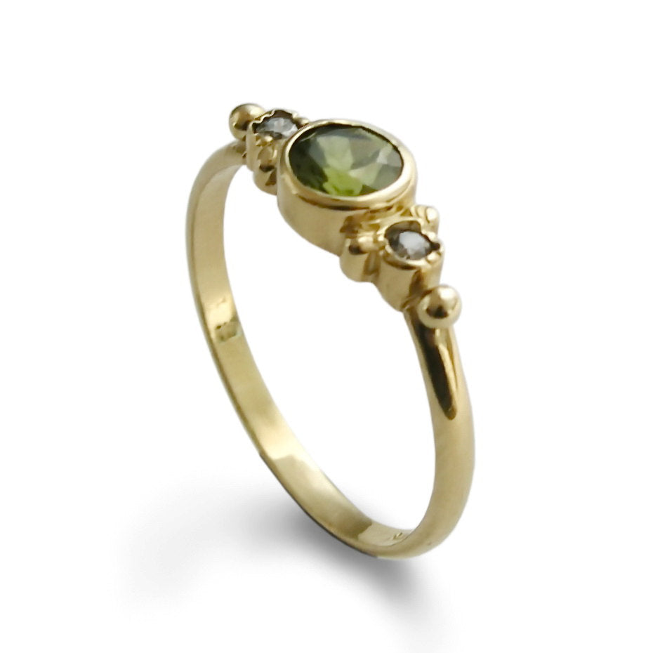 RG1120-2 Dainty Peridot Engagement Ring