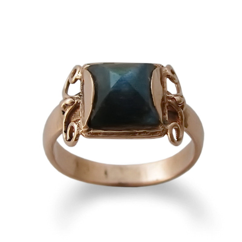 RG1401-1 Rose gold butterfly Labradorite ring