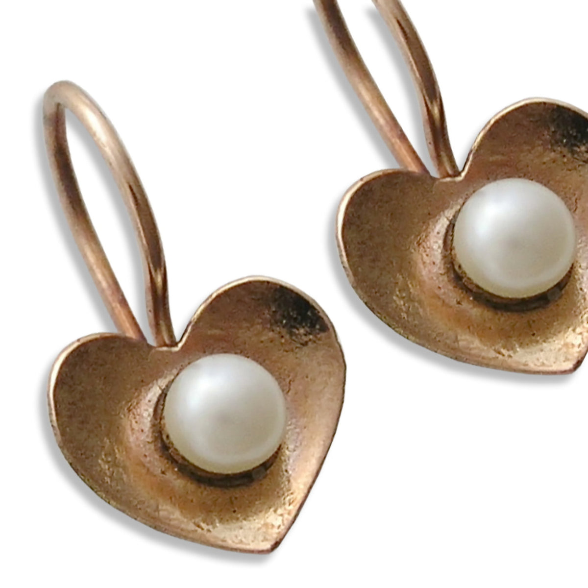 EG7867 Rose Gold Heart Earrings with Pearls