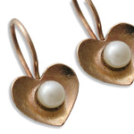 EG7867 Rose Gold Heart Earrings with Pearls