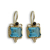 EG7811-3 Gold and Lemon Quartz square earrings