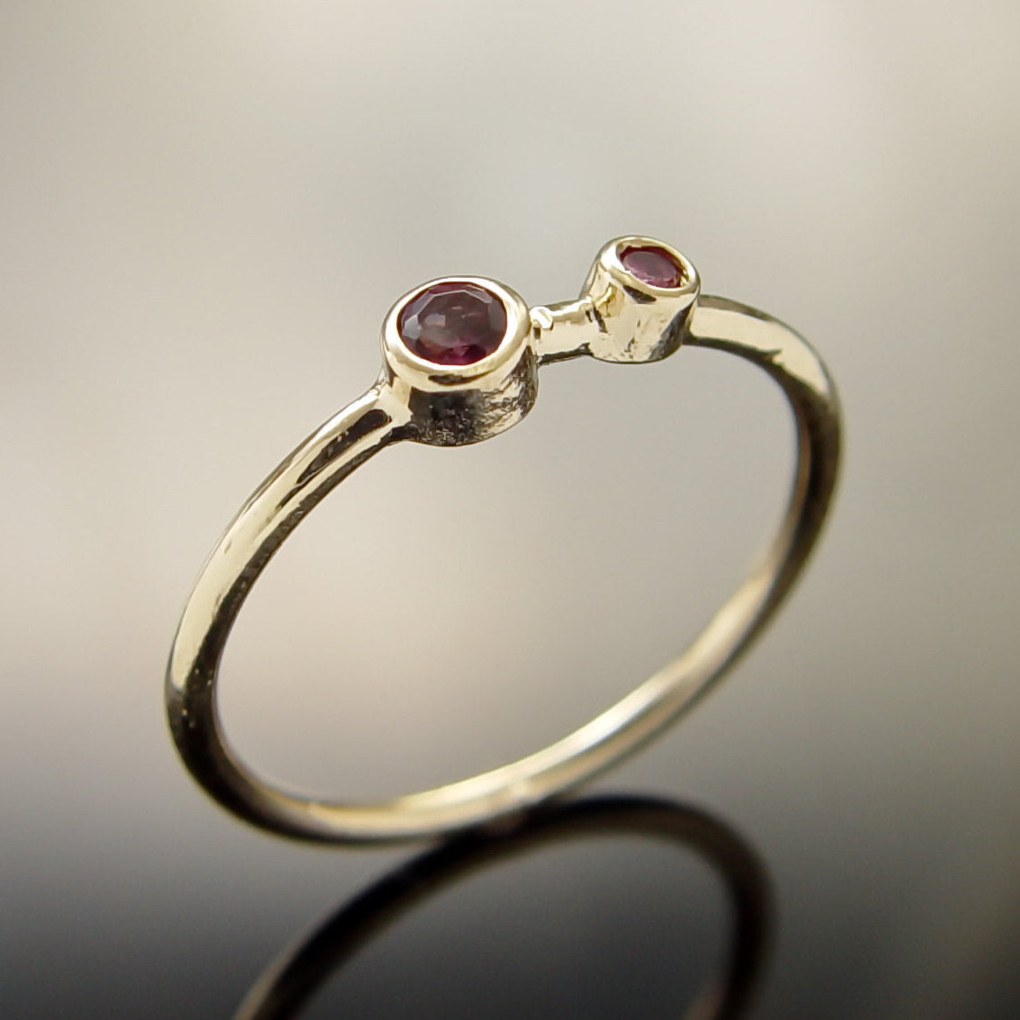 RG1803-2 Dual stones gold stacking ring