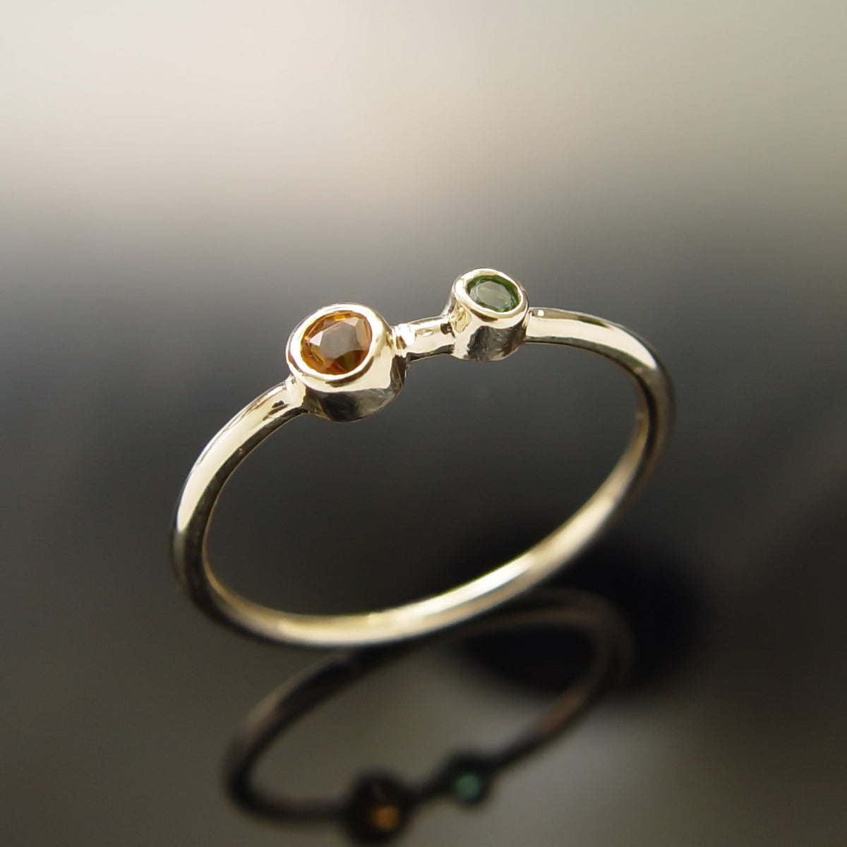 RG1803-3 Citrine and Green Quartz tiny ring