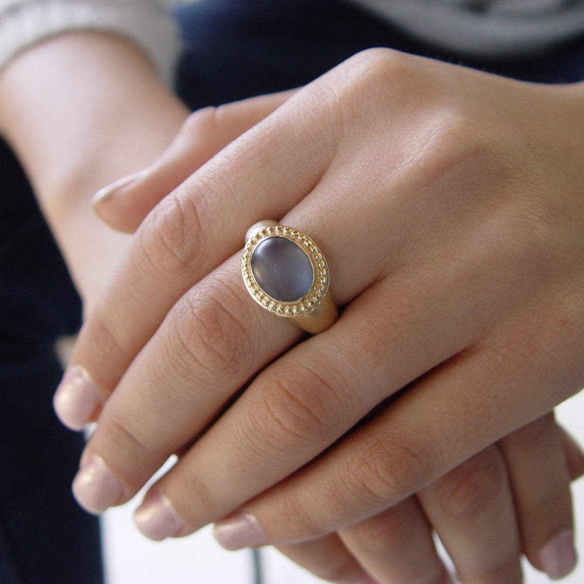 RG1795 Chunky Blue Quartz 14K Gold ring