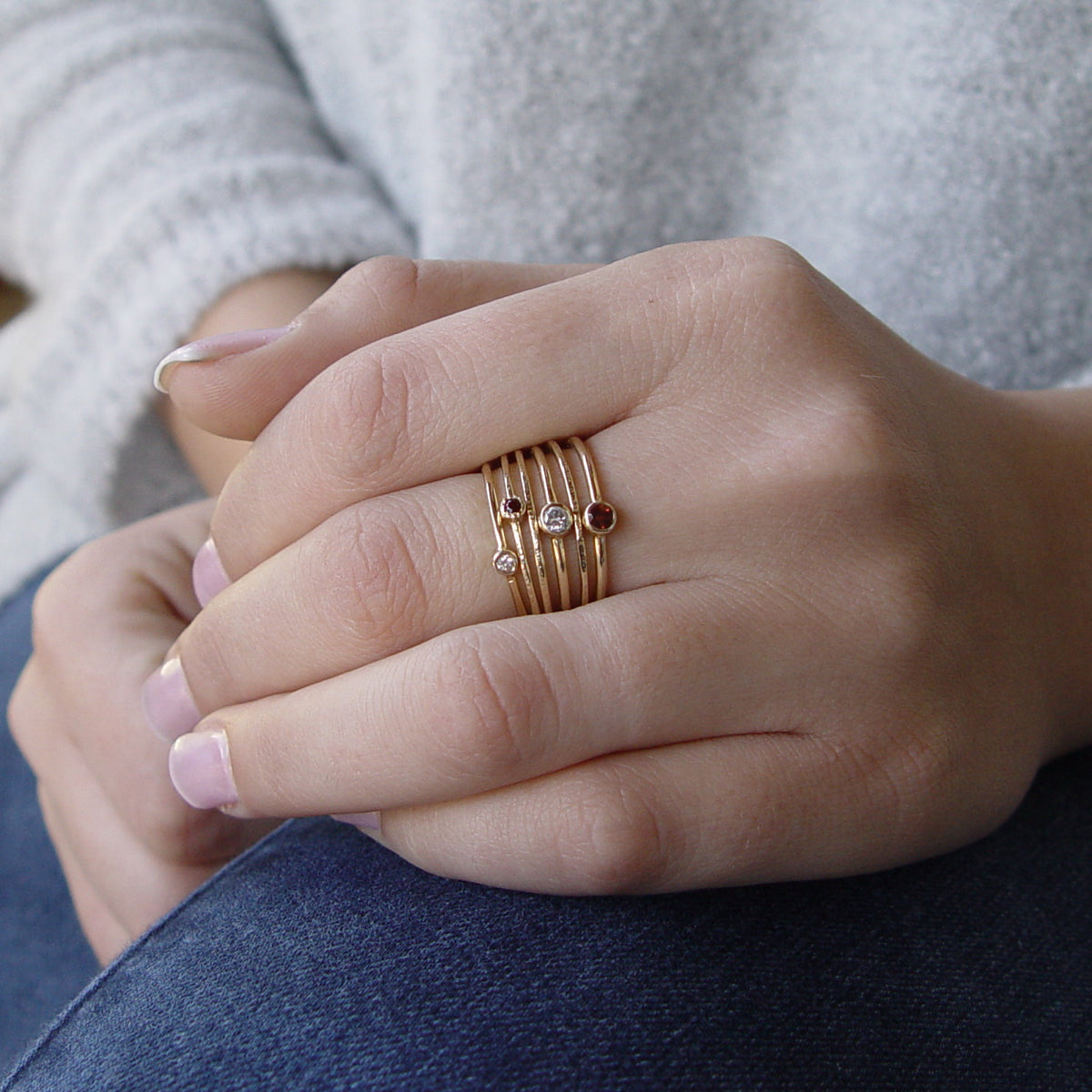 RG1806-4 Gold and Garnet Stacking ring