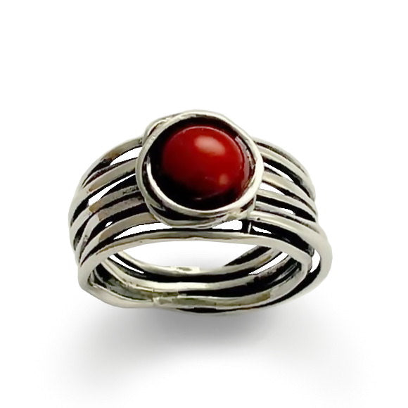 R1512B Silver wrap ring with red Carnelian