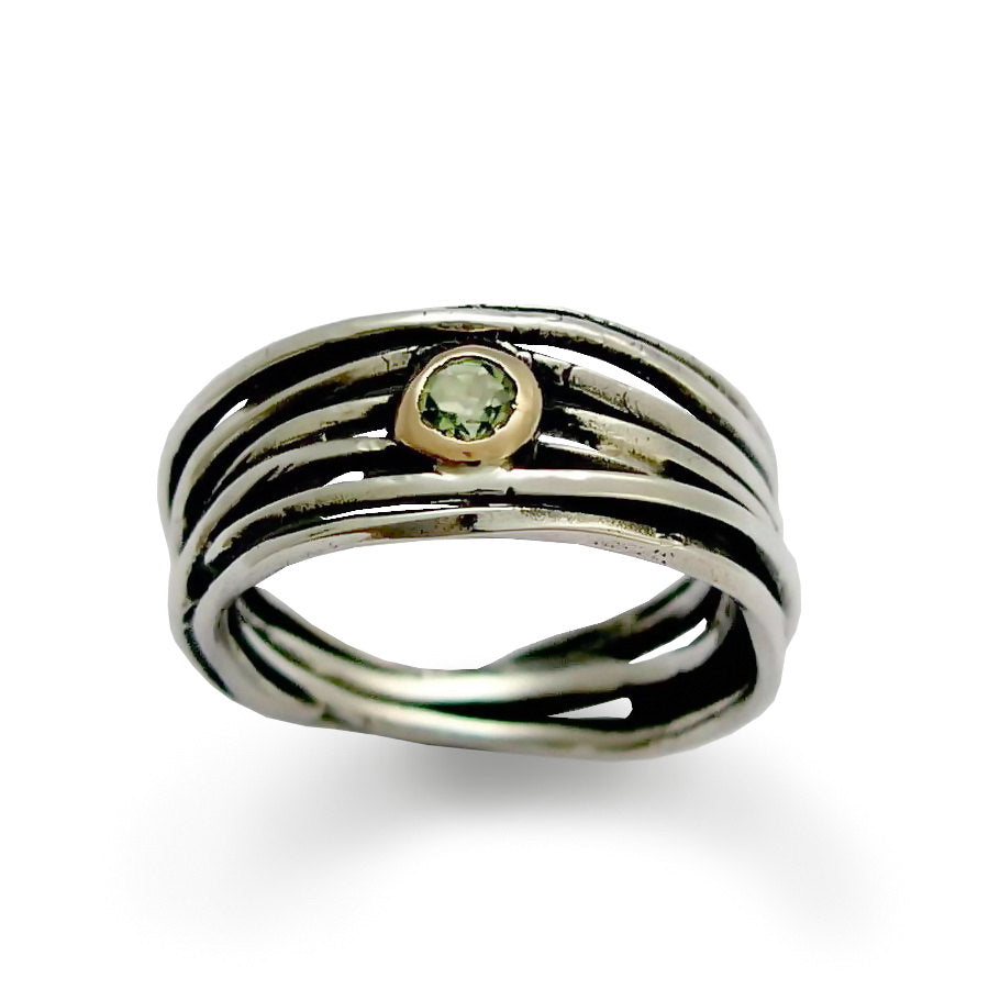 R1512D Green Peridot wrap ring