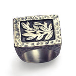 R1300S Silver leaves signet ring