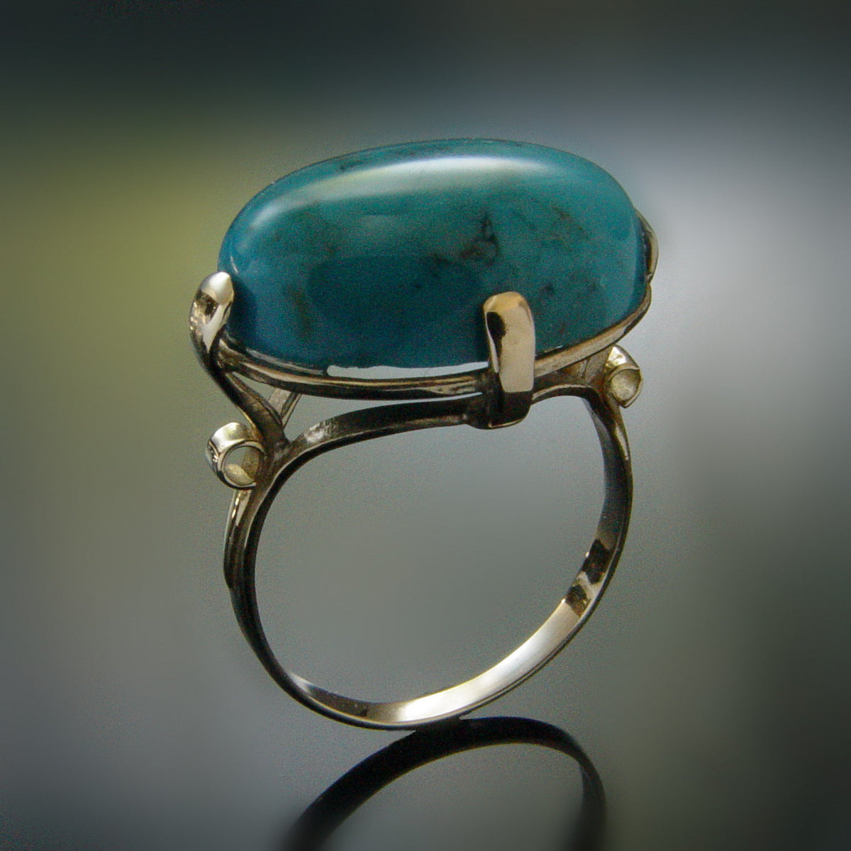 RG1216T Large Turquoise and gold ring