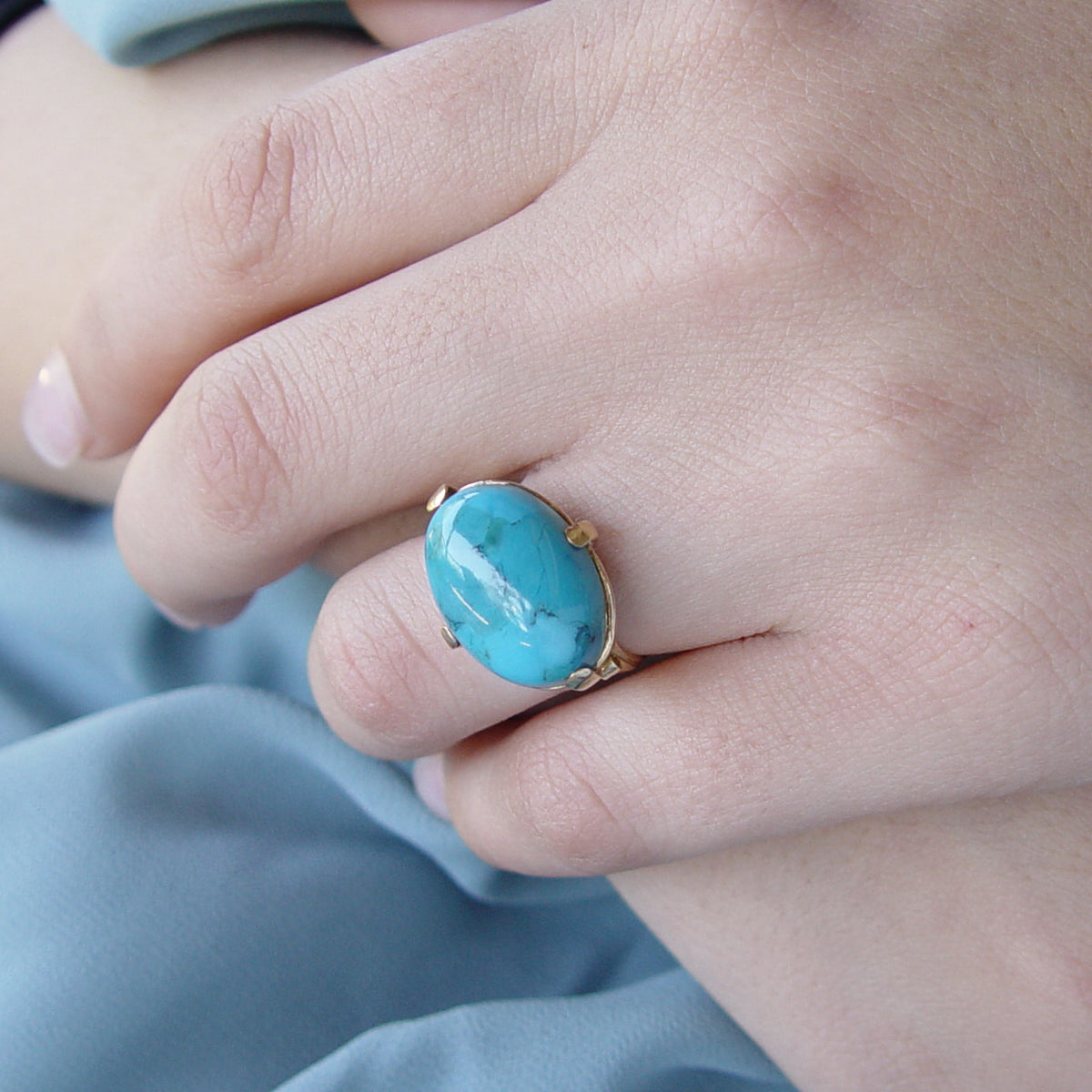 RG1216T Large Turquoise and gold ring