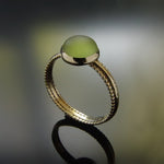 RG0985 Gold dotted ring with Green Quartz