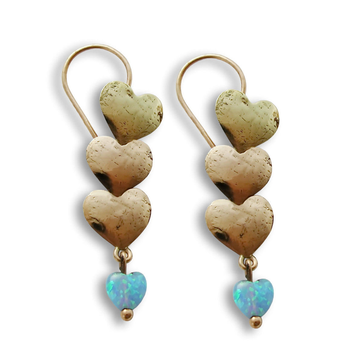 EG7862 Gold Long hearts chandelier earrings