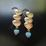 EG7862 Gold Long hearts chandelier earrings