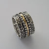 R1793 Dots spinner silver ring with hammered gold