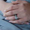 Silver flowers band with Turquoise spinner, spinner ring, silver spinner band