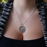 N0875G Floral mandala two tone necklace