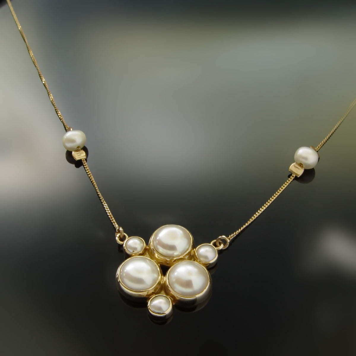 NG0816A Beaded Station Necklace with Pearls